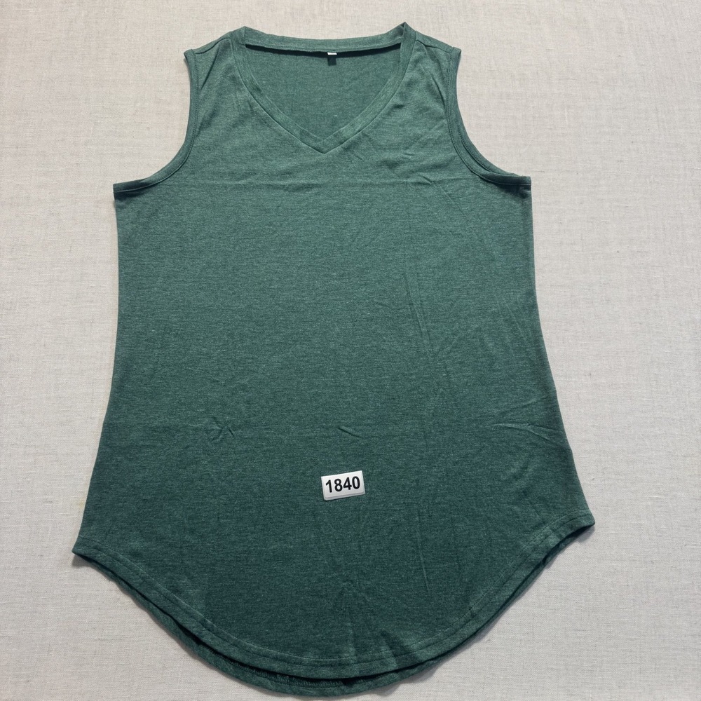 Unbranded V-Neck Tank Top Women Sz S Green‎